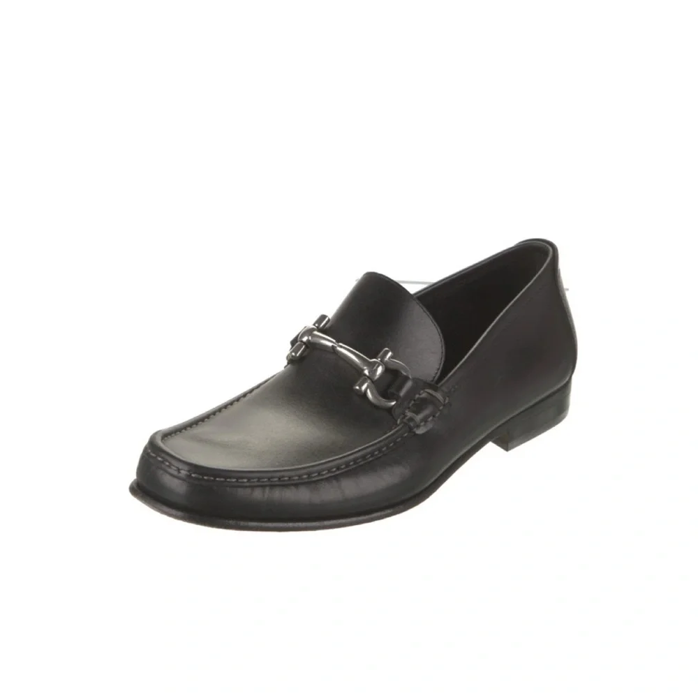 Salvatore Ferragamo Men's Black Dress Shoes Loafers Size 9.5